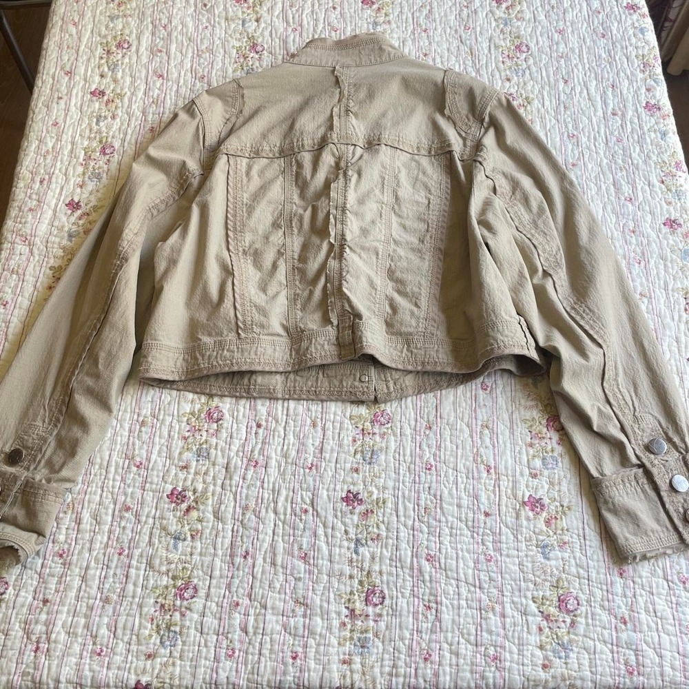 Y2k vintage Americana Venetia cream cropped button up jacket - Picture 3 of 7